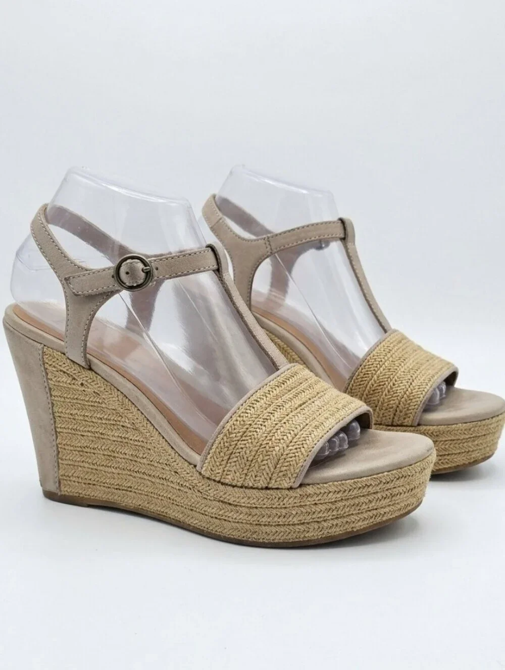 UGG Australia Fitchie Platform Wedge Sandals 1006844 Oyster Tan beige size 8